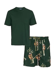 Cyberjammies Green Jersey Top & Leopard Print Shorts Set - Image 4 of 4