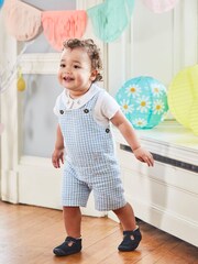 JoJo Maman Bébé Blue 2-Piece Bunny Gingham Dungarees & Body Set - Image 2 of 7