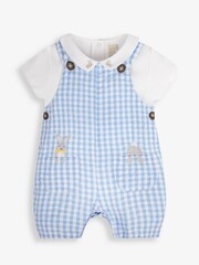 JoJo Maman Bébé Blue 2-Piece Bunny Gingham Dungarees & Body Set - Image 3 of 7