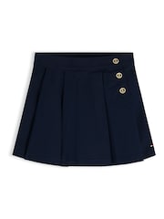Tommy Hilfiger Blue Gold-Tone Button Pleated Skirt - Image 5 of 5