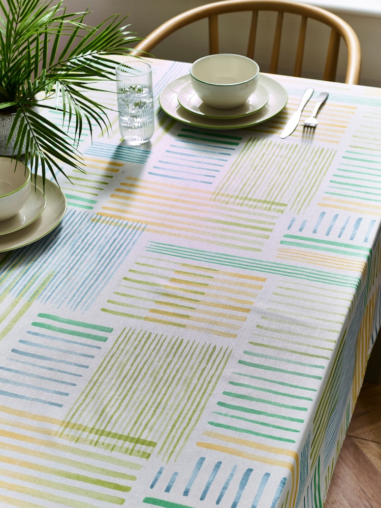 Green Stripe Wipe Clean Table Cloth - Image 1 of 3