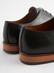 Black Regular Fit Contrast Sole Leather Derby Shoes - Image 3 of 6