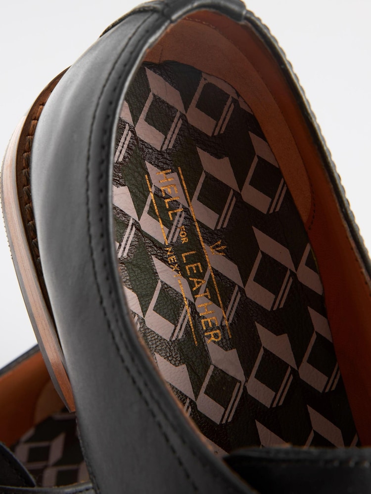 Black Regular Fit Contrast Sole Leather Derby Shoes - Image 5 of 6