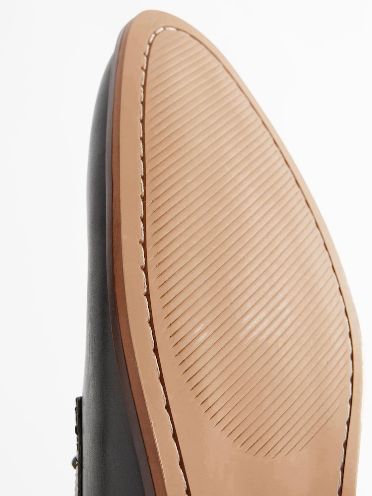 Black Regular Fit Contrast Sole Leather Derby Shoes - Image 6 of 6