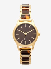 Gold Tone Tort Link Bracelet Watch - Image 2 of 4