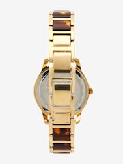 Gold Tone Tort Link Bracelet Watch - Image 3 of 4