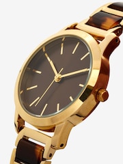 Gold Tone Tort Link Bracelet Watch - Image 4 of 4