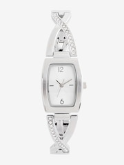 Silver Tone Sparkle Bracelet Cross-Over Watch - Image 1 of 3