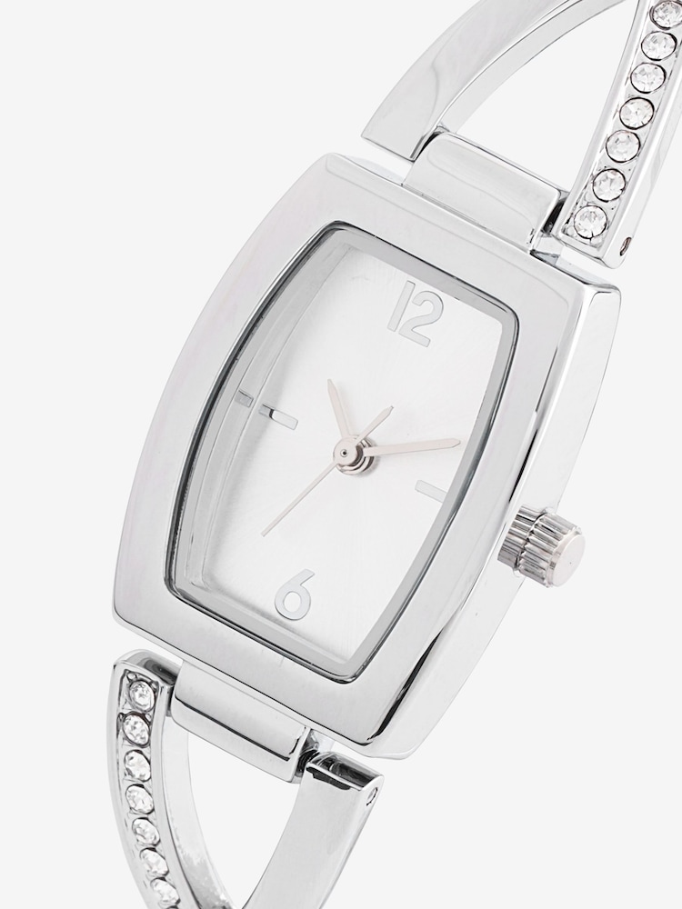 Silver Tone Sparkle Bracelet Cross-Over Watch - Image 3 of 3