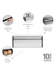 Brabantia Matt Steel Fingerprint Proof Fall Front Bread Bin - Image 2 of 6