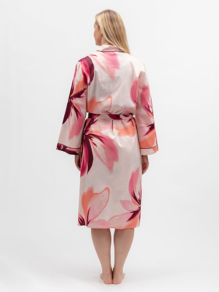 Cyberjammies Pink Floral Print Long Dressing Gown - Image 2 of 3 Cyberjammies Pink Floral Print Long Dressing Gown - Image 2 of 3