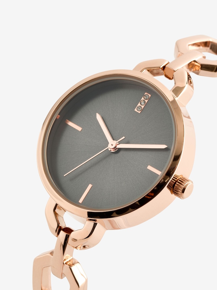 Rose Gold Tone Bracelet Link Watch - Image 4 of 4