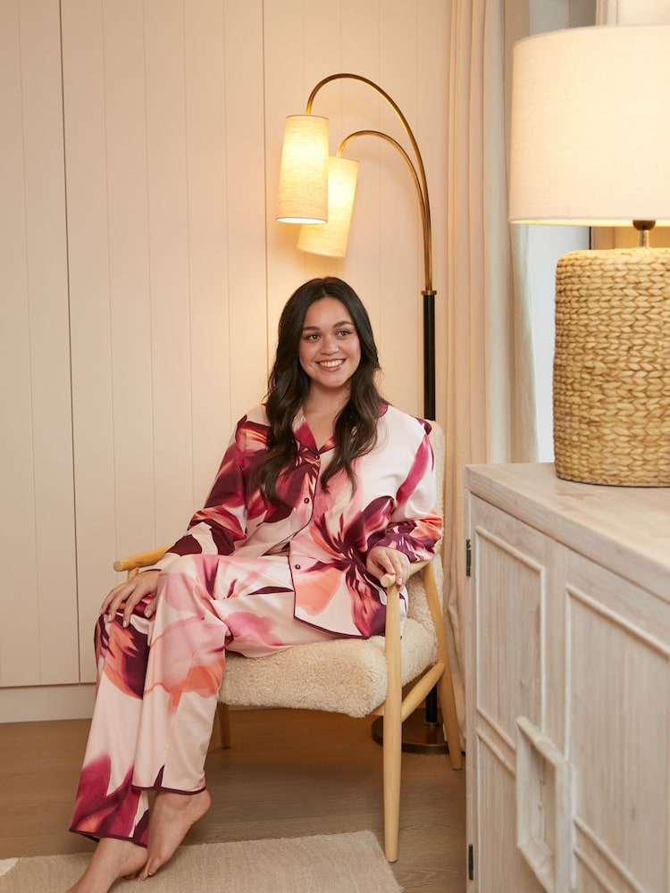 Cyberjammies Pink Floral Print Pyjamas Set - Image 1 of 4