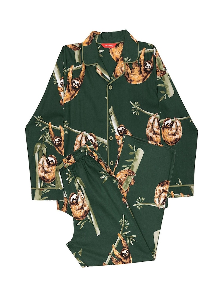 Cyberjammies Green Sloth Print Long Sleeve Pyjamas Set - Image 4 of 4