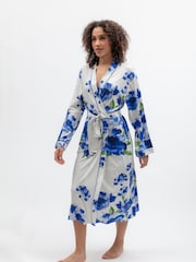Cyberjammies Blue Floral Printed Jersey Long Dressing Gown - Image 1 of 3