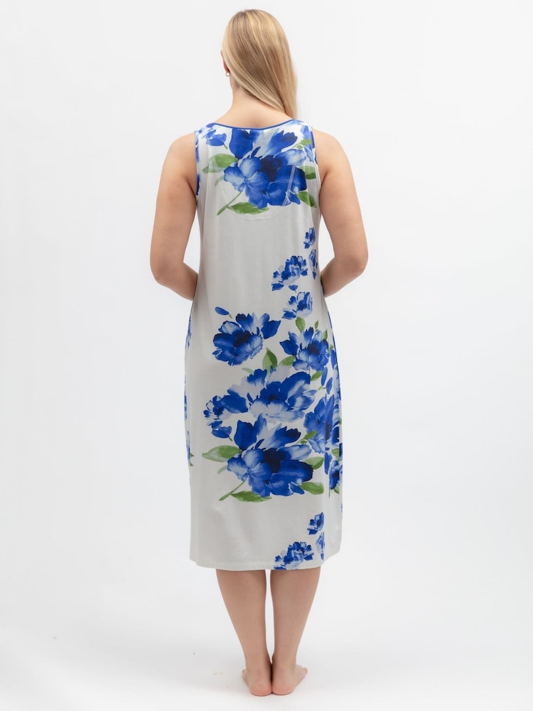 Cyberjammies Blue Floral Printed Jersey Long Nightdress - Image 2 of 4