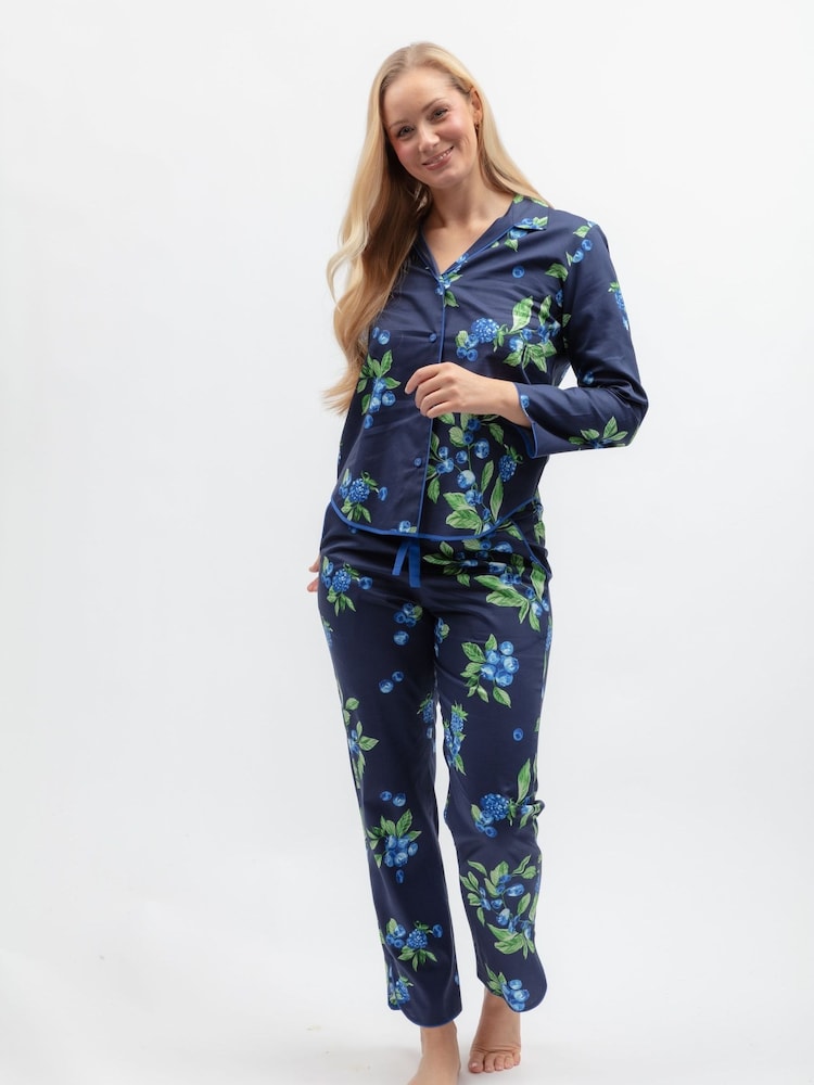 Cyberjammies Blue Autumn Pumpkin Print Pyjamas Set - Image 1 of 3 Cyberjammies Blue Autumn Pumpkin Print Pyjamas Set - Image 1 of 3