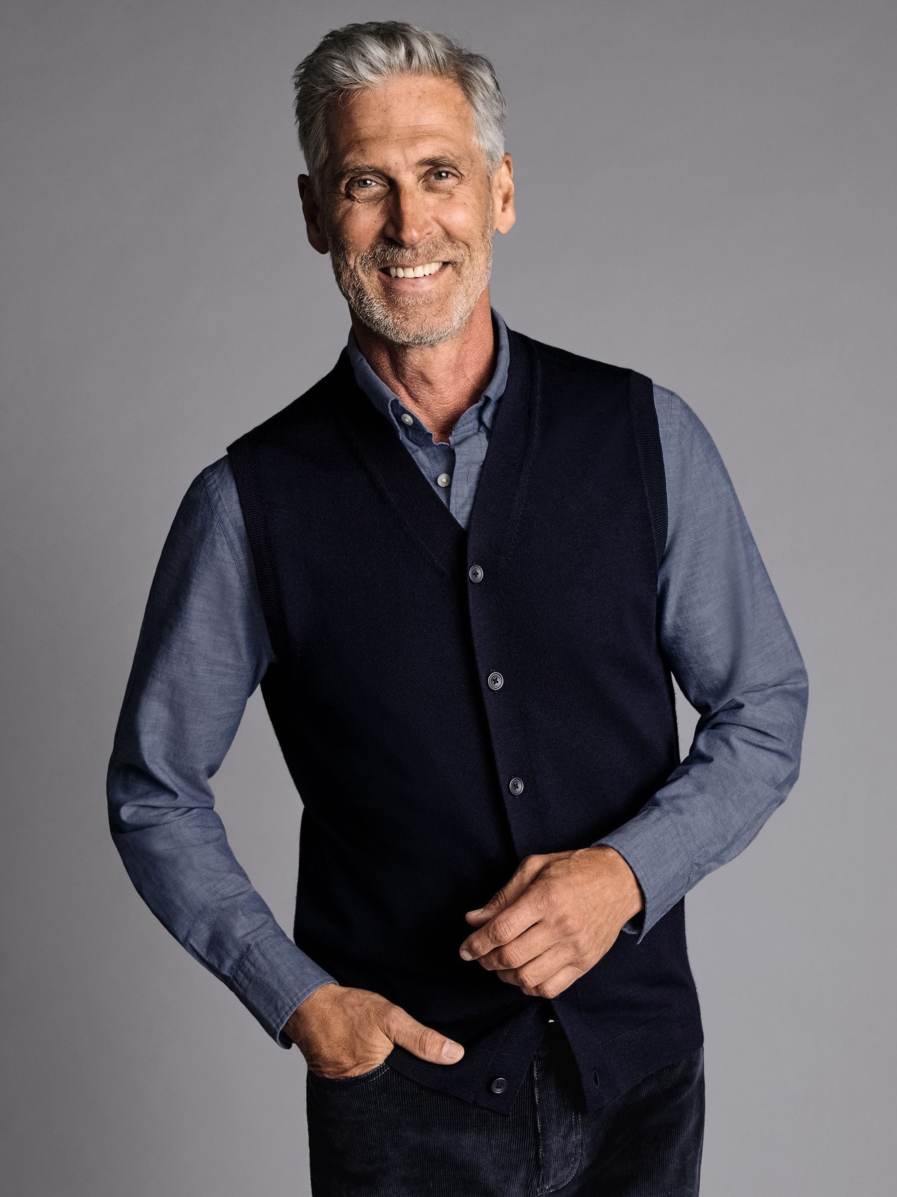 Buy Charles Tyrwhitt Blue Pure Merino Sleeveless Cardigan from Next Australia