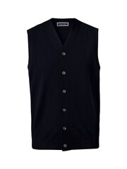 Charles Tyrwhitt Blue Pure Merino Sleeveless Cardigan - Image 5 of 6
