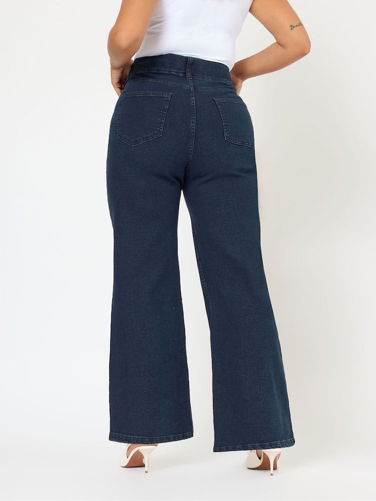 Yours Curve Blue Wide Leg Jeggings - Image 2 of 5