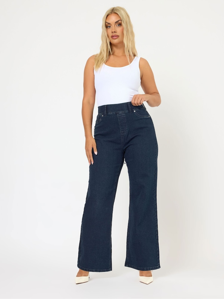 Yours Curve Blue Wide Leg Jeggings - Image 5 of 5