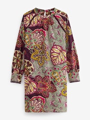 Pink Paisley Long Sleeve Ladder Detail Mini Dress - Image 5 of 6