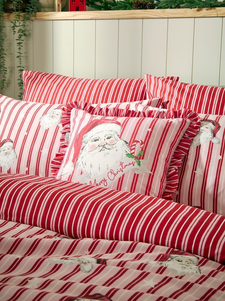 Vantona Pink Christmas Kitsch Santa Cushion - Image 1 of 2