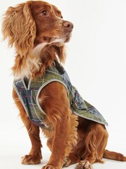 Barbour® Khaki Green Tartan Waterproof Reflective Dog Coat - Image 2 of 5
