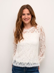 Cream Kit Long Sleeve Lace Blouse - Image 1 of 6