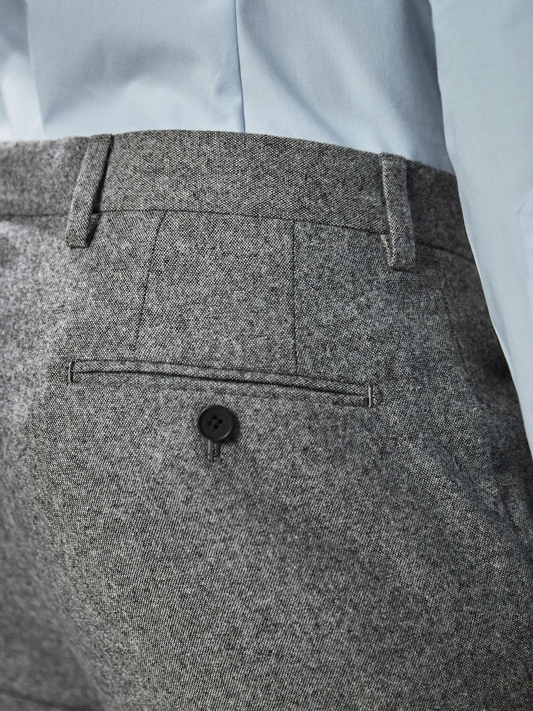 Grey Slim Fit Wool Blend Donegal Suit Trousers - Image 4 of 5