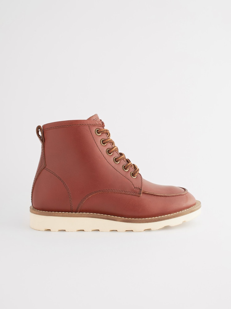 Tan Brown Smart Lace Up Boots - Image 2 of 5