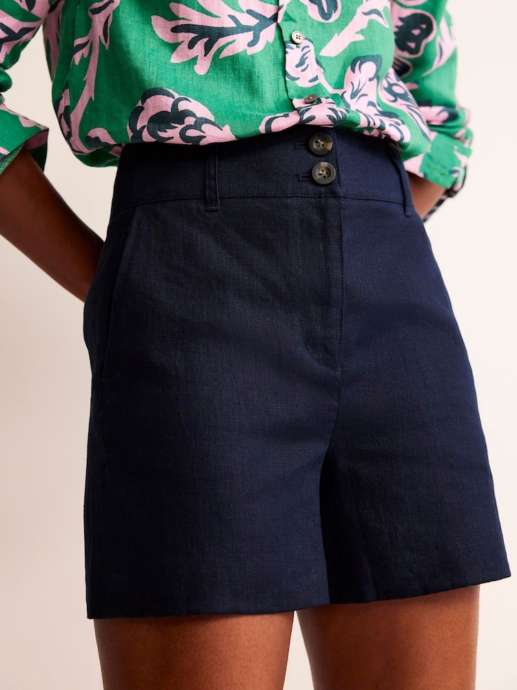 Boden Blue Westbourne 100% Linen Shorts - Image 2 of 6 Boden Blue Westbourne 100% Linen Shorts - Image 2 of 6