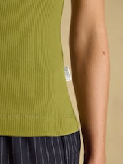 Joules Green Ribbed Cotton Rich Sleeveless Roll Neck - Image 5 of 6