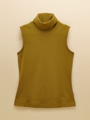 Joules Green Ribbed Cotton Rich Sleeveless Roll Neck - Image 6 of 6
