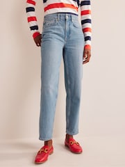 Boden Light Blue Mid Rise Tapered 100% Cotton Jeans - Image 2 of 8
