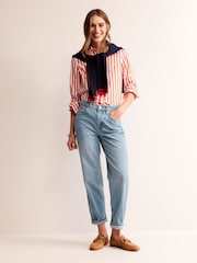 Boden Light Blue Mid Rise Tapered 100% Cotton Jeans - Image 4 of 8