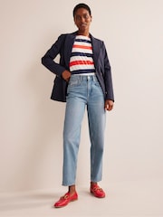 Boden Light Blue Mid Rise Tapered 100% Cotton Jeans - Image 5 of 8
