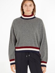 Tommy Hilfiger Grey Wool Blend Jumper With Cashmere - Image 1 of 6
