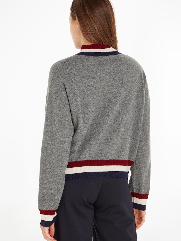 Tommy Hilfiger Grey Wool Blend Jumper With Cashmere - Image 2 of 6