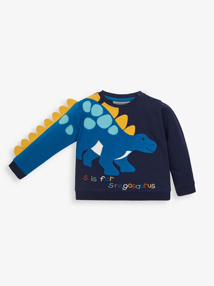 JoJo Maman Bébé Navy Boys Stegosaurus Sweatshirt - Image 1 of 5