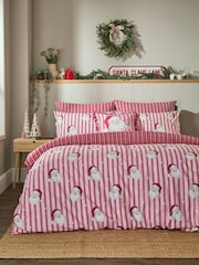 Vantona Pink Christmas Kitsch Santa Duvet Cover and Pillowcase Set - Image 1 of 5