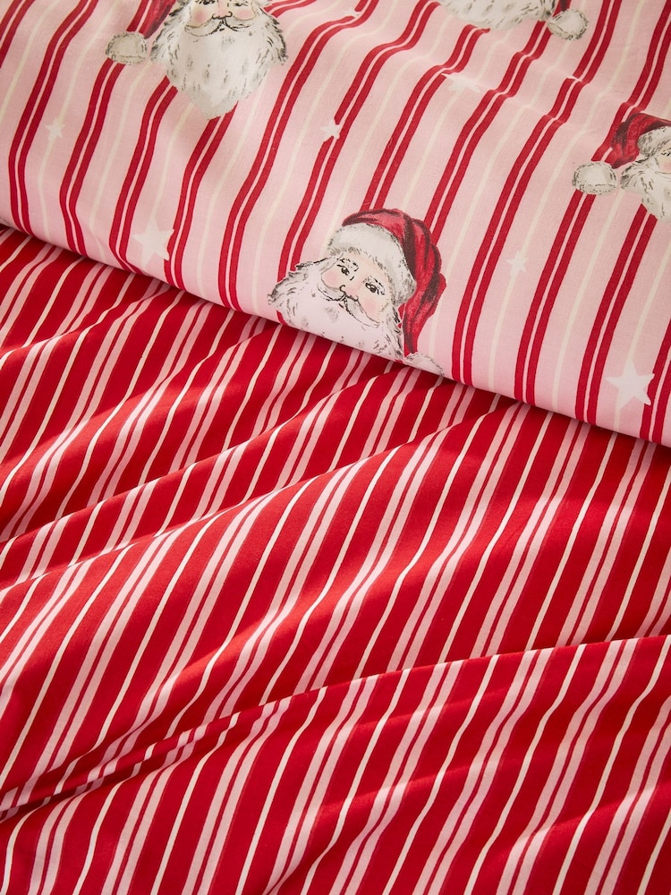 Vantona Pink Christmas Kitsch Santa Duvet Cover and Pillowcase Set - Image 5 of 5