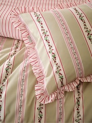 Vantona Pink Christmas Ditsy Rows Frilled Duvet Cover and Pillowcase Set - Image 4 of 5