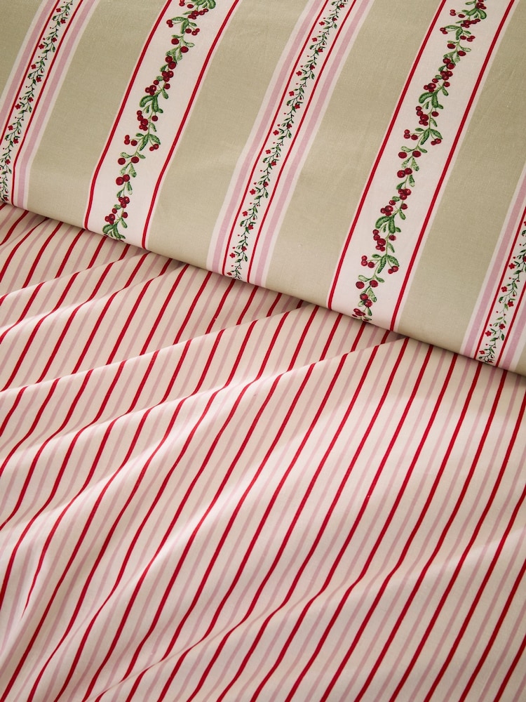 Vantona Pink Christmas Ditsy Rows Frilled Duvet Cover and Pillowcase Set - Image 5 of 5 Vantona Pink Christmas Ditsy Rows Frilled Duvet Cover and Pillowcase Set - Image 5 of 5