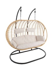 Charles Bentley Natural Garden Hanging 2 Seater Egg Chair - Image 4 of 6