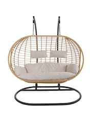 Charles Bentley Natural Garden Hanging 2 Seater Egg Chair - Image 5 of 6