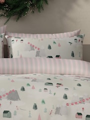 Vantona Pink Christmas Ski Scene Duvet Cover and Pillowcase Set - Image 5 of 5