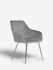 Set of 2 Opulent Velvet Steel Grey Hamilton Chrome Leg Dining Chairs - Image 5 of 8
