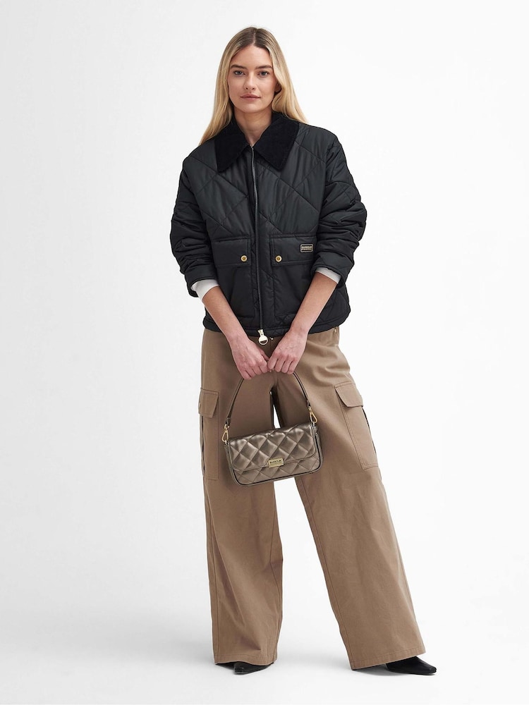 Barbour® International Laia Cropped Boxy Quilt Black Jacket - Image 2 of 7 Barbour® International Laia Cropped Boxy Quilt Black Jacket - Image 2 of 7