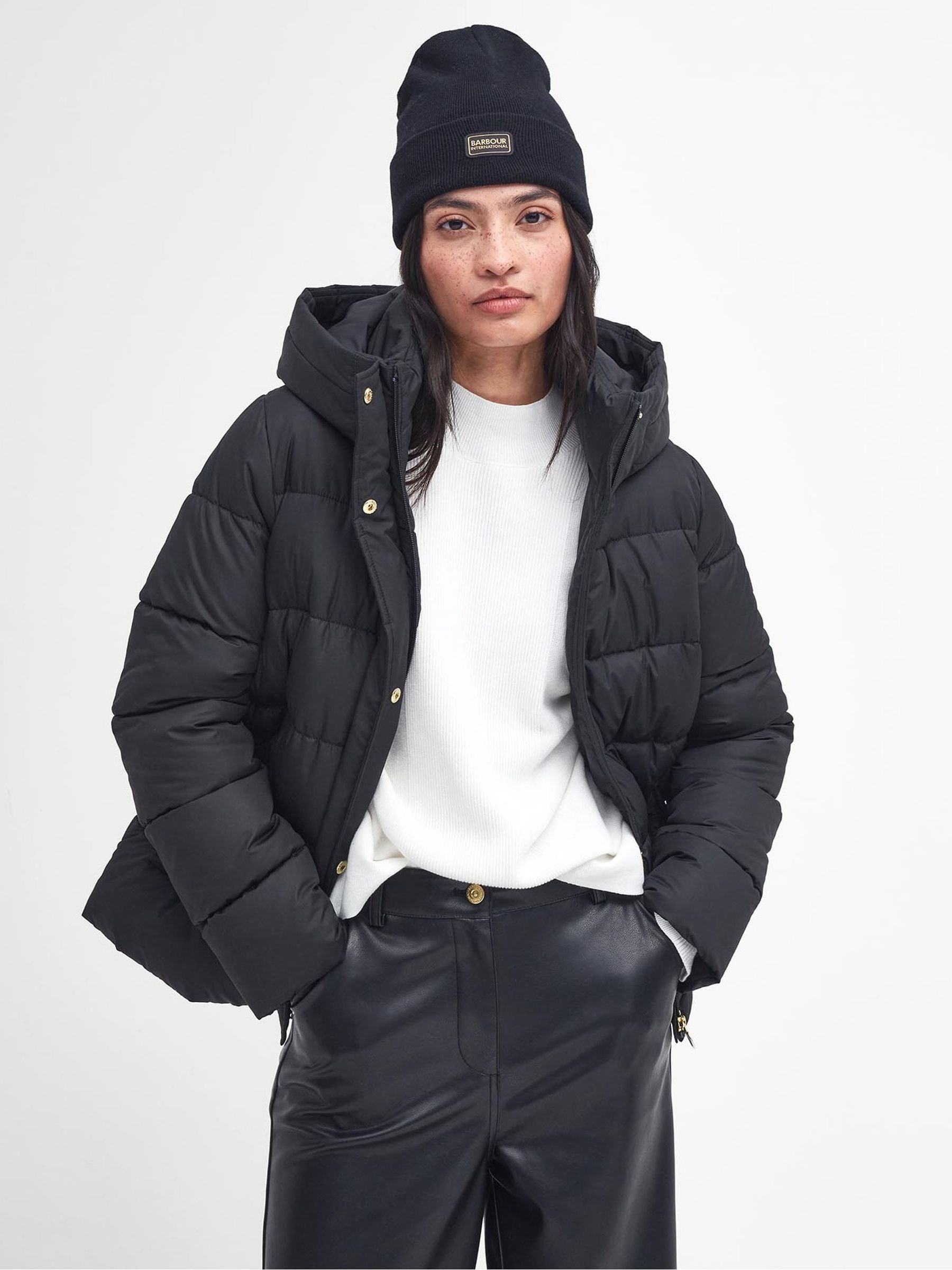 Black barbour puffer jacket 2025